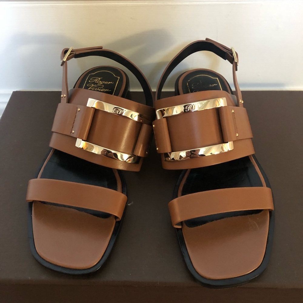 Roger vivier sandals with signature buckle sz 35